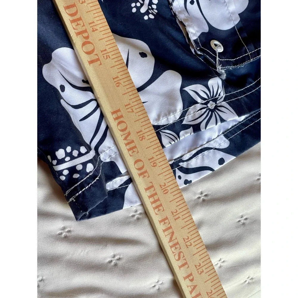 OP navy blue & white floral tropical swim trucks size medium